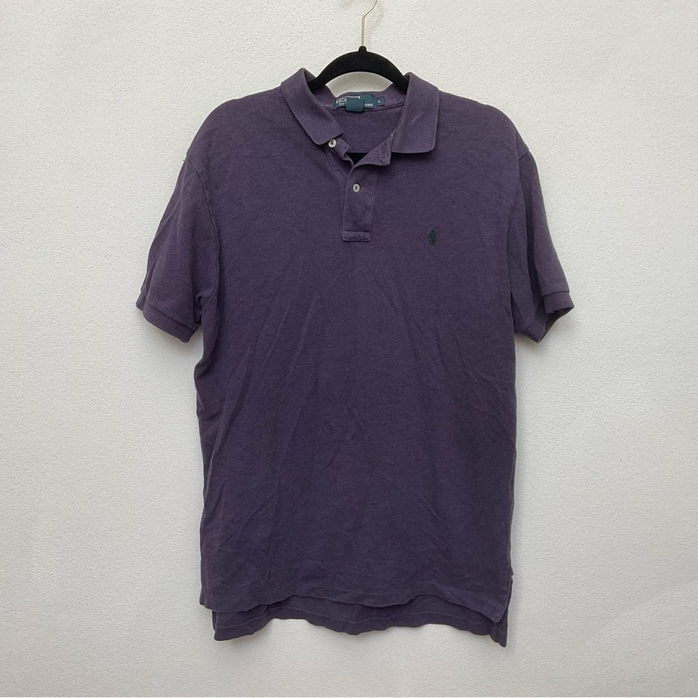 Polo by Ralph Lauren Eggplant Purple with Dark Green Logo Short Sleeve Size L